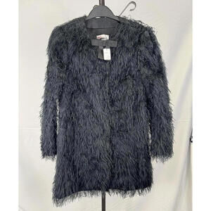 Red Valentino Faux Fur Detail Bowtie Coat Black Size 42 IT 4 US